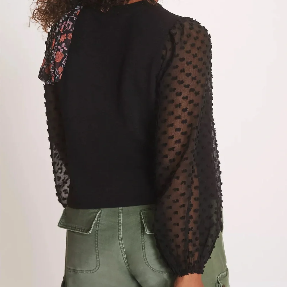 Maeve Textured-Sleeve Top | Anthropologie | Size S